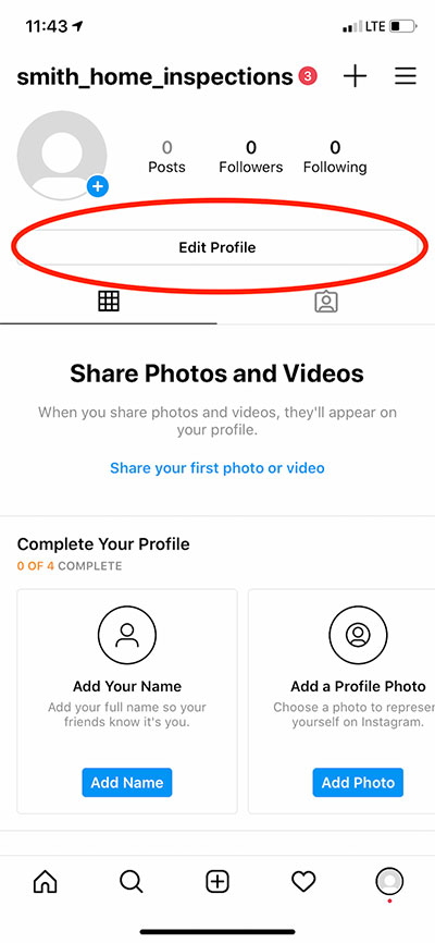 Edit instagram profile