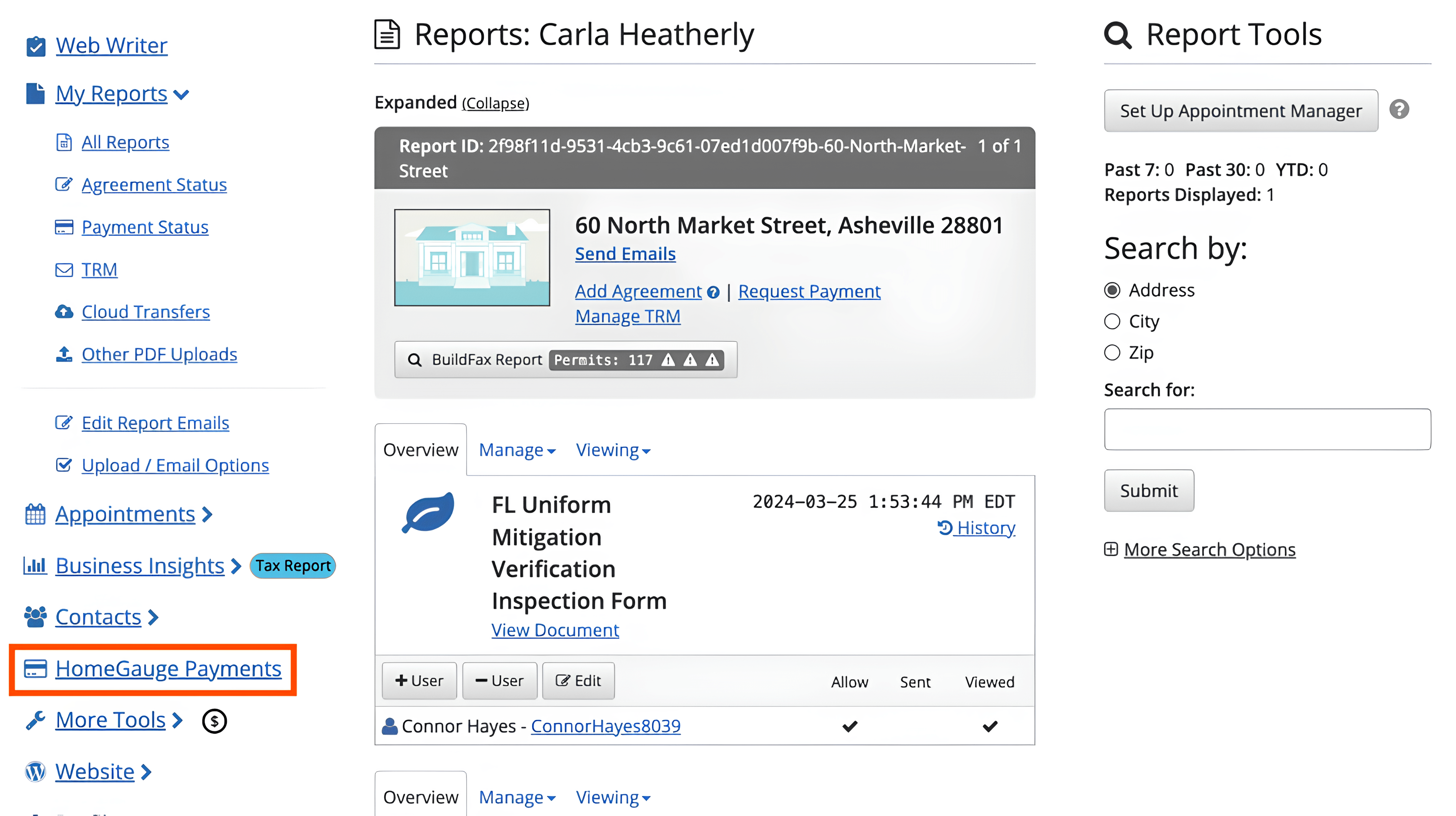 hg payments homegauge payments inspector dashboard